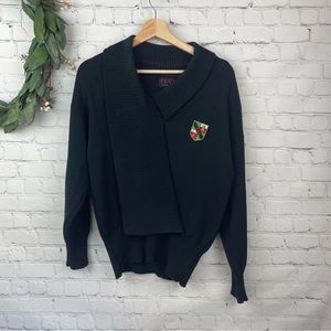 FIA ITALIA Black Pullover Collared Vintage Sweater size Medium